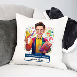  - Erkek İlköğretim Matematik Öğretmeni Karikatürlü Yastık