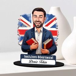  - Erkek İngilizce Öğretmeni Karikatürlü Biblo
