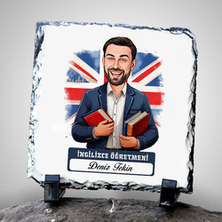  - Erkek İngilizce Öğretmeni Temalı Karikatürlü Taş