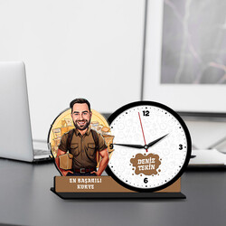  - Erkek Kurye Karikatürlü MDF Masa Saati