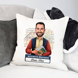  - Erkek Matematik Öğretmeni Karikatürlü Yastık