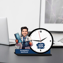  - Erkek Radyolog Karikatürlü MDF Masa Saati