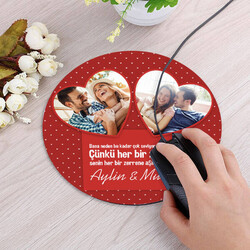 Erkek Sevgiliye Hediye Yuvarlak Mousepad - Thumbnail