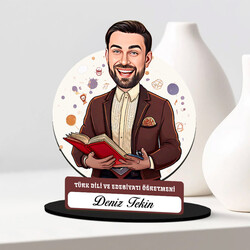  - Erkek Türk Dili Edebiyatı Öğretmeni Karikatürlü Biblo