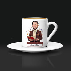  - Erkek Türk Dili Edebiyatı Öğretmeni Karikatürlü Kahve Fincanı