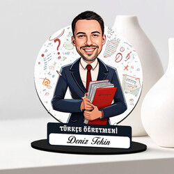  - Erkek Türkçe Öğretmeni Karikatürlü Biblo