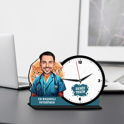 - Erkek Veteriner Karikatürlü MDF Masa Saati