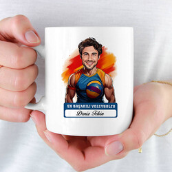  - Erkek Voleybolcu Karikatürlü ve İsimli Kupa Bardak