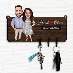 - Ev Hediyesi Aileye Özel Karikatürlü Anahtar Askısı