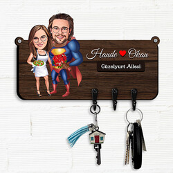  - Fantastik Aşıklar Karikatürlü Anahtar Askısı