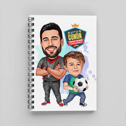  - Futbol Sever Baba ve Oğlu Karikatürlü Defter