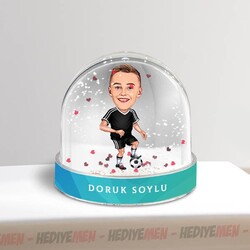 Futbol Sever Çocuk Karikatürlü Kar Küresi - Thumbnail