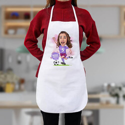  - Futbolcu Kadın Karikatürlü Mutfak Önlüğü