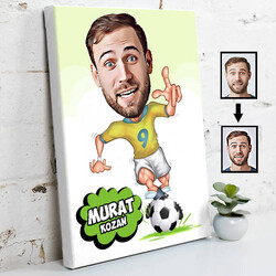  - Futbolcu Karikatür Tasarım Kanvas Tablo