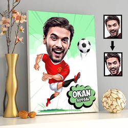  - Futbolcu Karikatürlü Kanvas Tablo