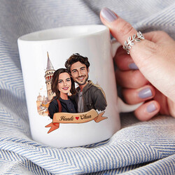 Galata Kulesi ve Aşkımız Karikatürlü Kupa Bardak - Thumbnail
