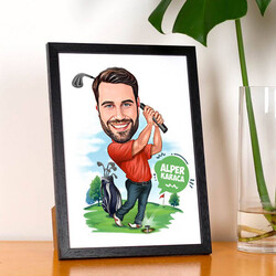  - Golf Oynayan Erkek Karikatürlü Resim Çerçevesi