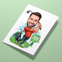  - Golf Oynayan Erkek Karikatürlü Tebrik Kartı