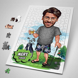  - Golf Oyuncusu Erkek Karikatürlü Puzzle