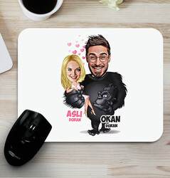  - Goril ve Sevgilisi Karikatürlü Mouse Pad