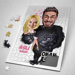  - Goril ve Sevgilisi Karikatürlü Puzzle