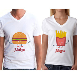  - Hamburger ve Patates Sevgili Tişörtleri