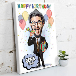  - Happy Birthday Karikatürlü Kanvas Tablo