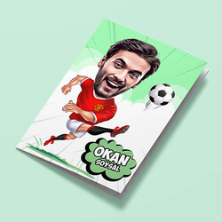 Harika Futbolcu Karikatürlü Tebrik Kartı - Thumbnail