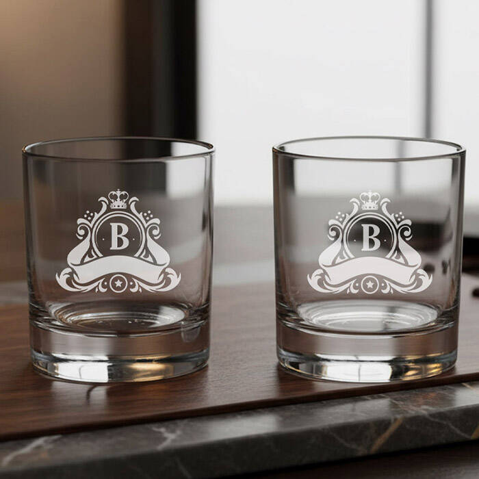 Hediyelik İsim Baş Harfli İsimli İkili Viski Kadehi
