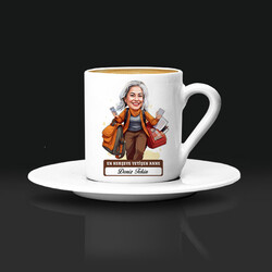 Herşeye Yetişen Anne Karikatürlü Kahve Fincanı - Thumbnail