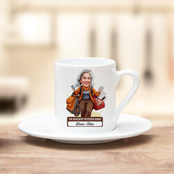 Herşeye Yetişen Anne Karikatürlü Kahve Fincanı - Thumbnail