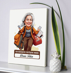 Herşeye Yetişen Anne Karikatürlü Kanvas Tablo - Thumbnail