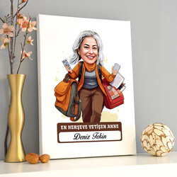  - Herşeye Yetişen Anne Karikatürlü Kanvas Tablo