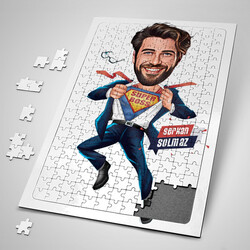  - İçinden Süper Kahraman Çıkan Erkek Karikatürlü Puzzle