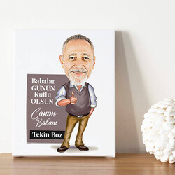 İlham Kaynağım Babam Karikatürlü Kanvas Tablo - Thumbnail