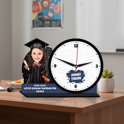  - İlkokul Kız Öğrenci Mezuniyet Karikatürlü Masa Saati