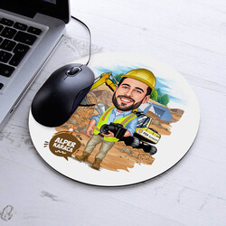 İnşaat Mühendisi Erkek Karikatürlü Mousepad - Thumbnail