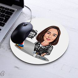 İş Kadını Tasarımlı Karikatürlü Mousepad - Thumbnail