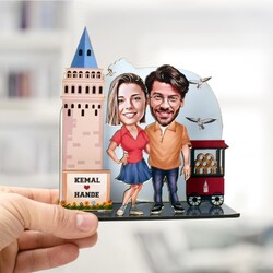 İstanbul Aşıkları Karikatürlü 3D Biblo - Thumbnail