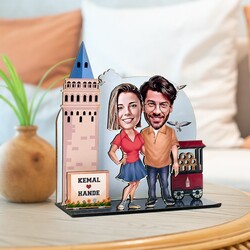 İstanbul Aşıkları Karikatürlü 3D Biblo - Thumbnail