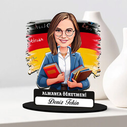  - Kadın Almanca Öğretmeni Karikatürlü Biblo
