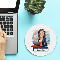  - Kadın Bilgisayar Öğretmeni Temalı Karikatürlü Mousepad