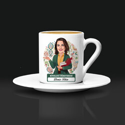  - Kadın Biyoloji Öğretmeni Karikatürlü Kahve Fincanı