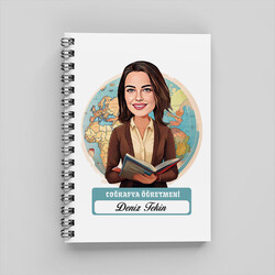  - Kadın Coğrafya Öğretmeni Karikatürlü Defter