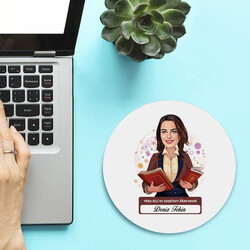  - Kadın Edebiyat Öğretmeni Temalı Karikatürlü Mousepad