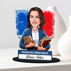  - Kadın Fransızca Öğretmeni Karikatürlü Biblo