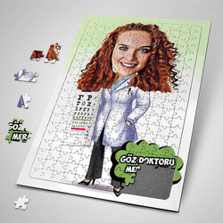  - Kadın Göz Doktoru Karikatürlü Puzzle