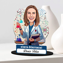  - Kadın Kimya Öğretmeni Karikatürlü Biblo