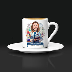  - Kadın Kimya Öğretmeni Karikatürlü Kahve Fincanı