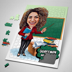  - Kadın Öğretmen Karikatürlü Puzzle